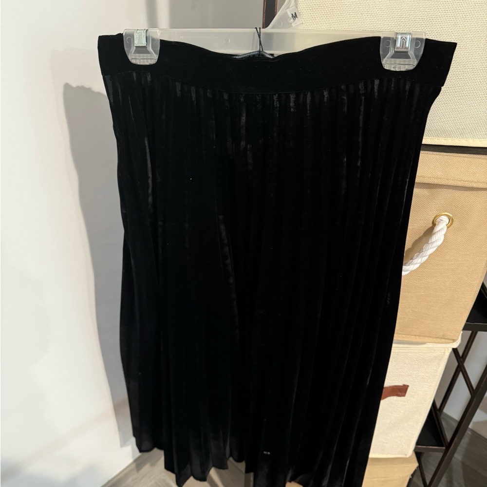Zara Black Midi A-Line Pleated Skirt